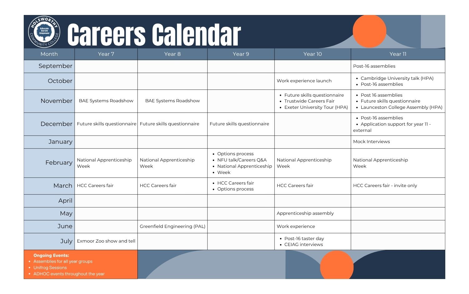 Careers Calendar